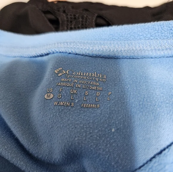 Columbia Ocean Blue Fleece V-Neck LS Hiking Outdoor Athleisure Top - Picture 5 of 7